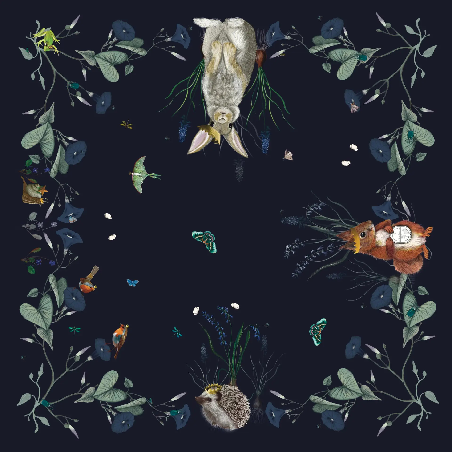 Rois de la Forêt Châle 130 Coton Bleu Nuit