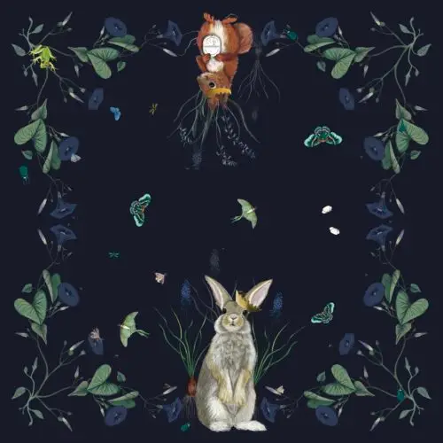 Rois de la Forêt Foulard 90 Coton Bleu nuit