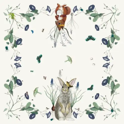 Rois de la Forêt Foulard 90 Soie Blanc cassé