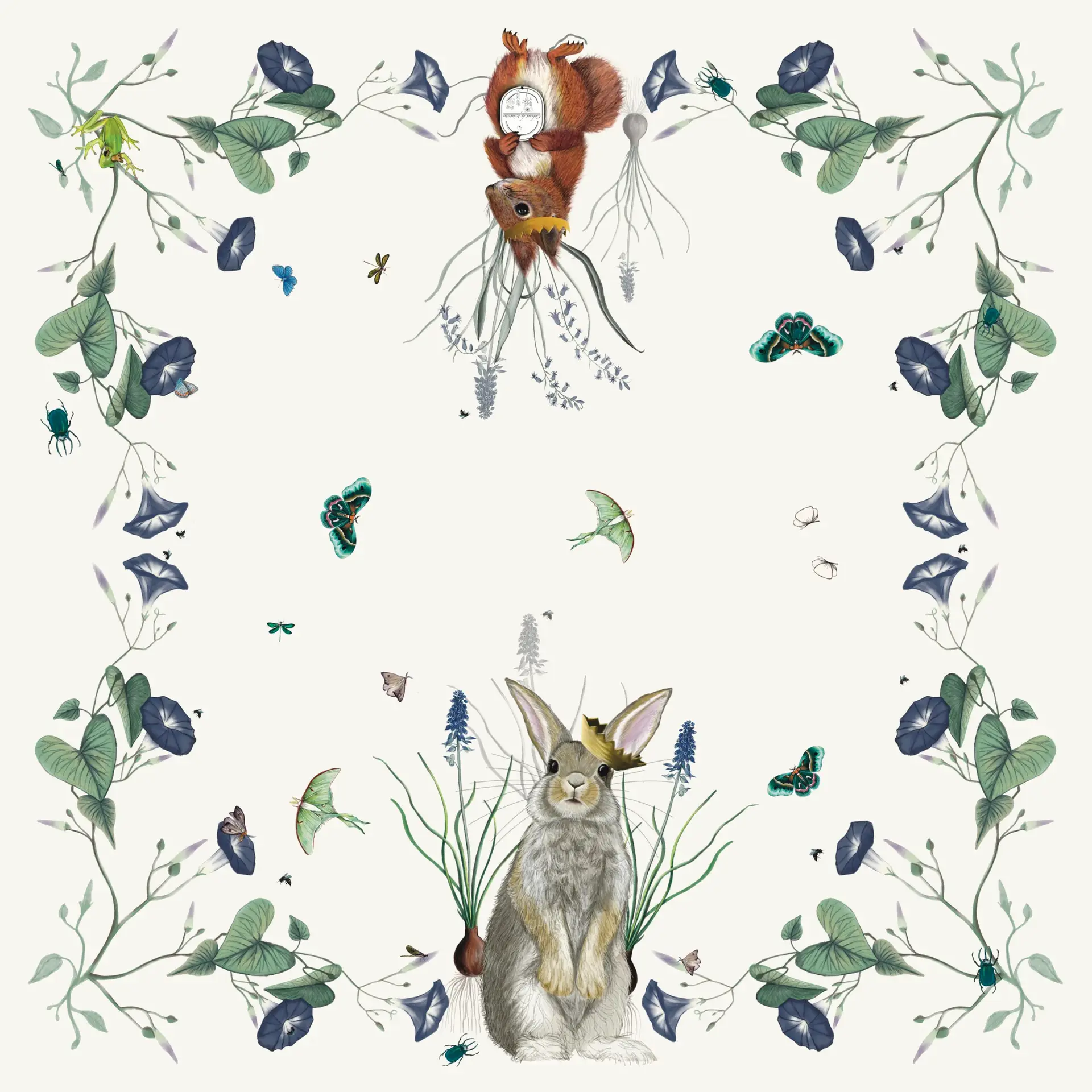 Rois de la Forêt Foulard 90 Soie Blanc cassé