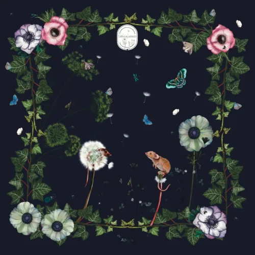 Jouer au Chat et à la souris Mini Foulard 42 Coton Bleu nuit Souris