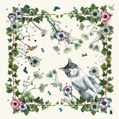 Jouer au Chat et à la souris Foulard 90 Soie Blanc cassé