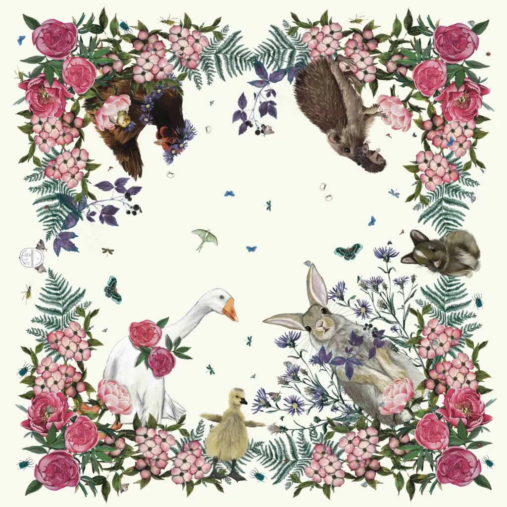 Foulard en soie, illustré à la main
