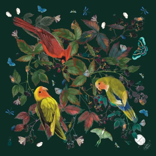 Promenade en Forêt Mini Foulard 42 Coton Vert Émerald