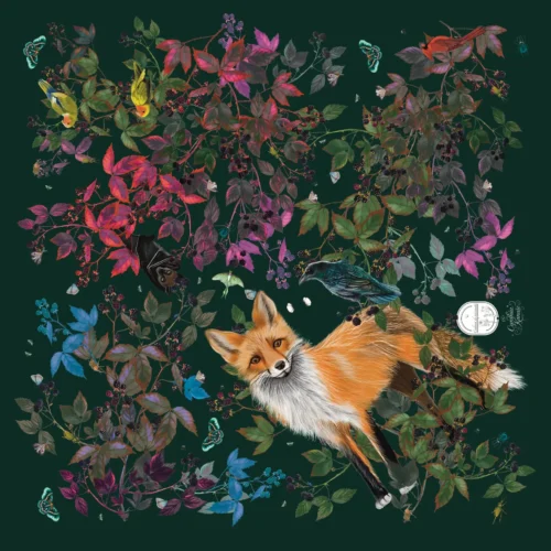 Promenade en Forêt Foulard 90 Soie Vert Émerald