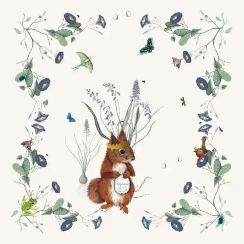 Rois de la Forêt Mini Foulard 42 Coton Blanc sassé